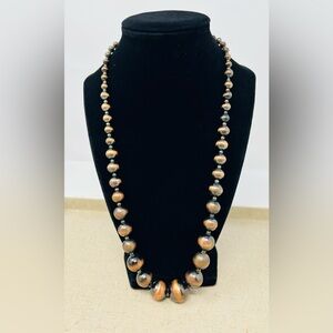 Alabaster Bronze Colored Navajo Pearl Inspired Beaded Necklace
